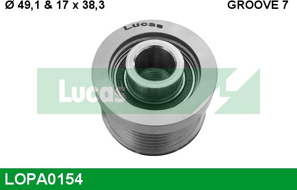 LUCAS LOPA0154 - Piedziņas skriemelis, Ģenerators autospares.lv