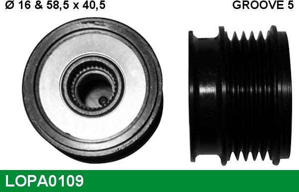 LUCAS LOPA0109 - Piedziņas skriemelis, Ģenerators www.autospares.lv