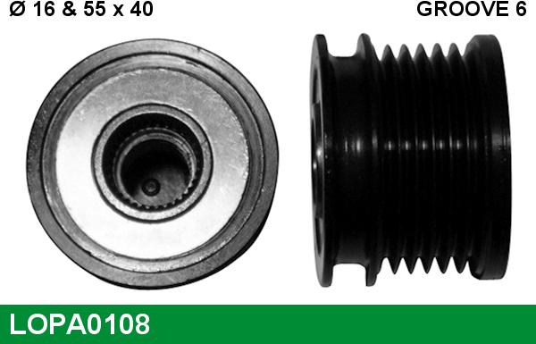 LUCAS LOPA0108 - Pulley, alternator, freewheel clutch www.autospares.lv