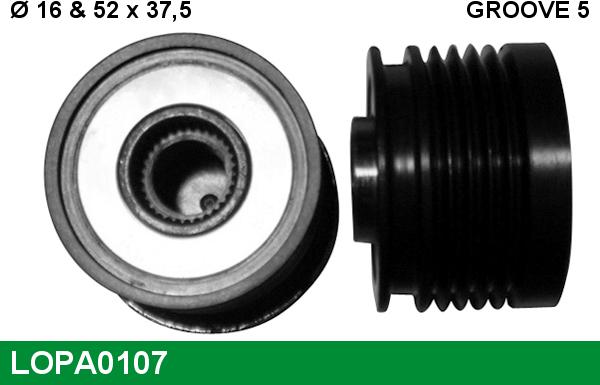 LUCAS LOPA0107 - Pulley, alternator, freewheel clutch www.autospares.lv