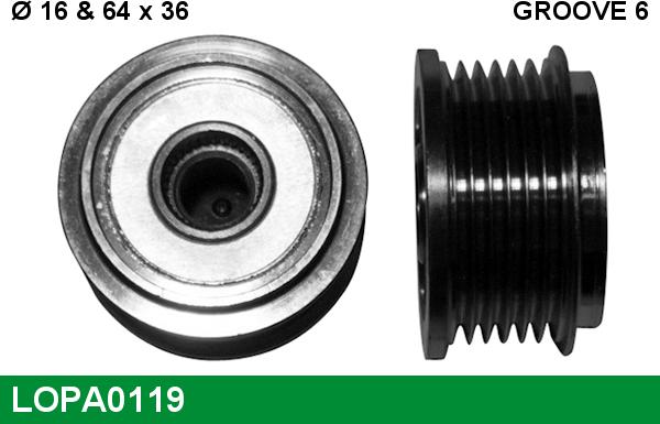 LUCAS LOPA0119 - Шкив генератора, муфта www.autospares.lv