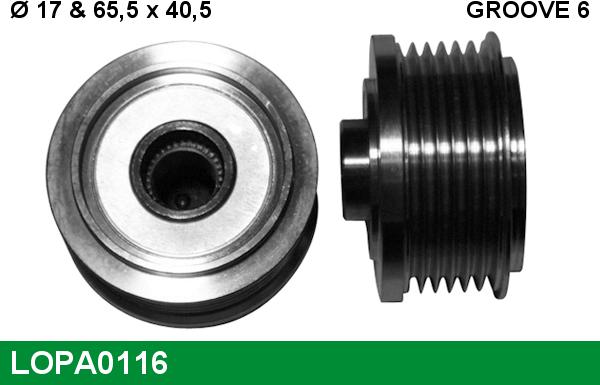 LUCAS LOPA0116 - Шкив генератора, муфта www.autospares.lv