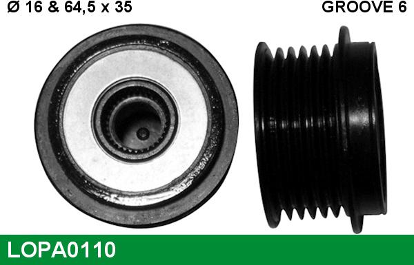 LUCAS LOPA0110 - Piedziņas skriemelis, Ģenerators www.autospares.lv