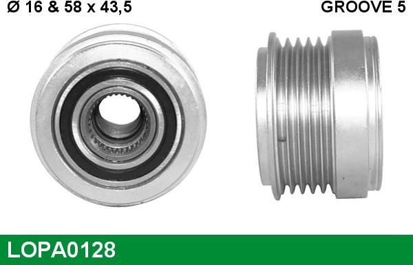 LUCAS LOPA0128 - Piedziņas skriemelis, Ģenerators www.autospares.lv