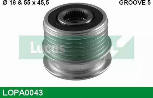 Lucas Engine Drive LOPA0043 - Шкив генератора, муфта www.autospares.lv