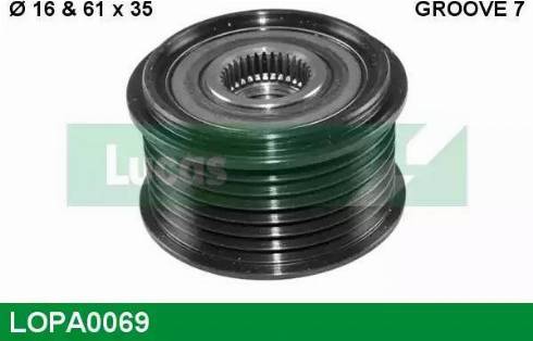 Lucas Engine Drive LOPA0069 - Шкив генератора, муфта www.autospares.lv