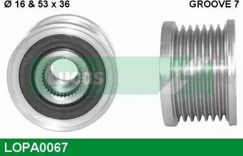 Lucas Engine Drive LOPA0067 - Piedziņas skriemelis, Ģenerators autospares.lv