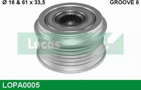 Lucas Engine Drive LOPA0005 - Piedziņas skriemelis, Ģenerators autospares.lv