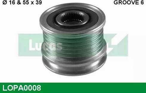 Lucas Engine Drive LOPA0008 - Шкив генератора, муфта www.autospares.lv