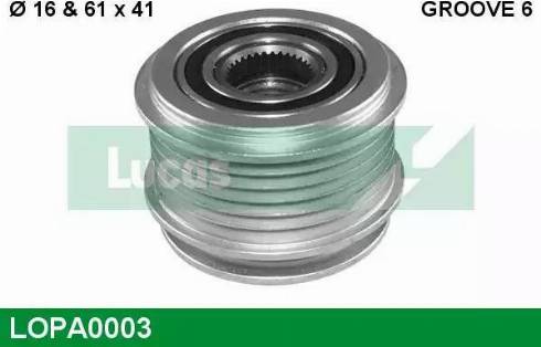 Lucas Engine Drive LOPA0003 - Pulley, alternator, freewheel clutch www.autospares.lv