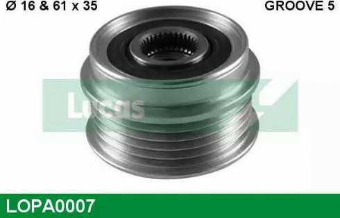 Lucas Engine Drive LOPA0007 - Шкив генератора, муфта www.autospares.lv