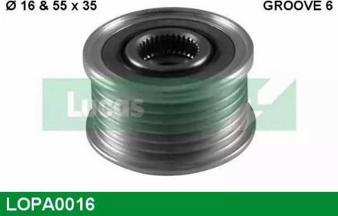 Lucas Engine Drive LOPA0016 - Шкив генератора, муфта www.autospares.lv