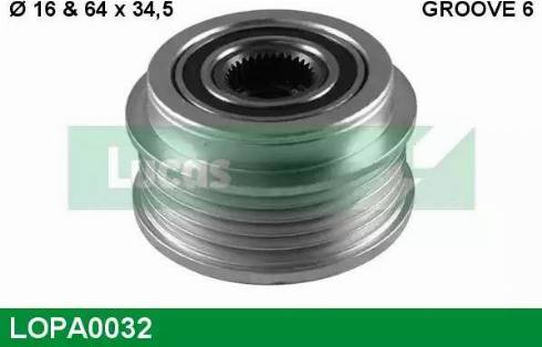 Lucas Engine Drive LOPA0032 - Шкив генератора, муфта www.autospares.lv