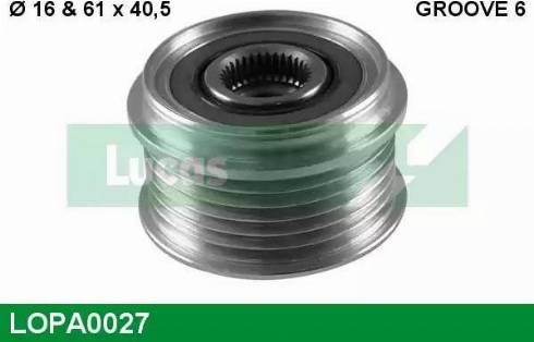 Lucas Engine Drive LOPA0027 - Шкив генератора, муфта www.autospares.lv