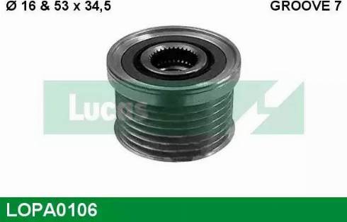 Lucas Engine Drive LOPA0106 - Piedziņas skriemelis, Ģenerators autospares.lv