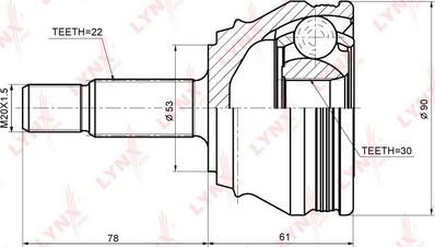 LYNXauto CO-8013A - Шарнирный комплект, ШРУС, приводной вал www.autospares.lv