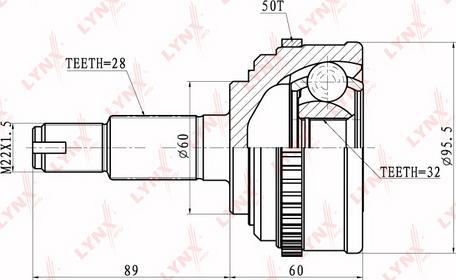 LYNXauto CO-3402A - Šarnīru komplekts, Piedziņas vārpsta www.autospares.lv