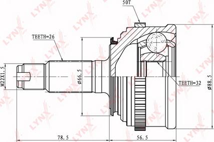 LYNXauto CO-3407A - Šarnīru komplekts, Piedziņas vārpsta www.autospares.lv