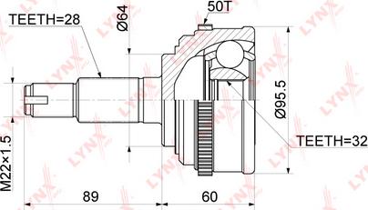 LYNXauto CO-3414A - Šarnīru komplekts, Piedziņas vārpsta www.autospares.lv