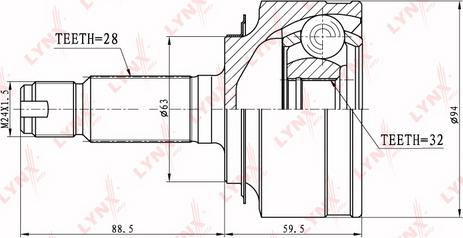 LYNXauto CO-3411 - Šarnīru komplekts, Piedziņas vārpsta www.autospares.lv