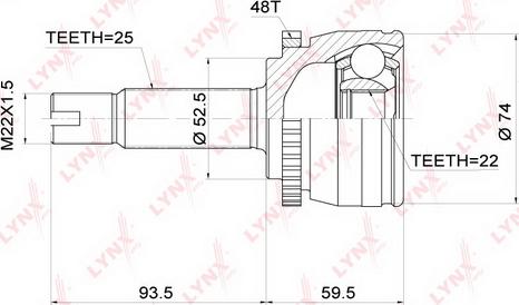 LYNXauto CO-3696A - Шарнирный комплект, ШРУС, приводной вал www.autospares.lv