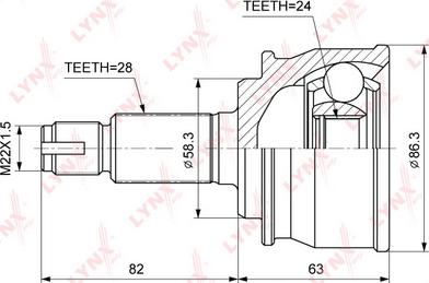 LYNXauto CO-3869 - Шарнирный комплект, ШРУС, приводной вал www.autospares.lv