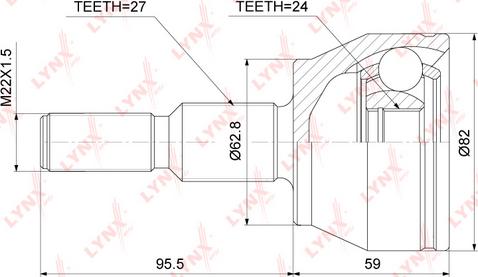 LYNXauto CO-3873 - Шарнирный комплект, ШРУС, приводной вал www.autospares.lv