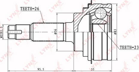 LYNXauto CO-7507 - Šarnīru komplekts, Piedziņas vārpsta autospares.lv