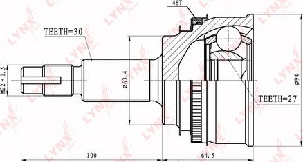 LYNXauto CO-7586A - Шарнирный комплект, ШРУС, приводной вал www.autospares.lv