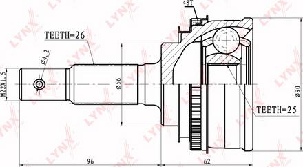 LYNXauto CO-7525A - Šarnīru komplekts, Piedziņas vārpsta www.autospares.lv