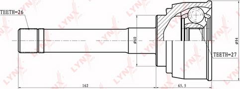 LYNXauto CO-7526 - Шарнирный комплект, ШРУС, приводной вал www.autospares.lv