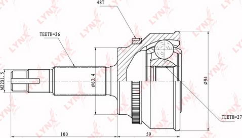 LYNXauto CO-7522A - Šarnīru komplekts, Piedziņas vārpsta www.autospares.lv