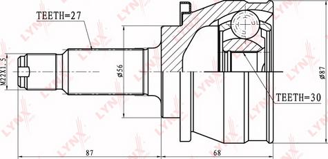 LYNXauto CO-7102 - Шарнирный комплект, ШРУС, приводной вал www.autospares.lv