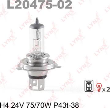 LYNXauto L20475-02 - Лампа накаливания, фара дальнего света www.autospares.lv