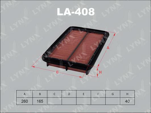 LYNXauto LA-408 - Gaisa filtrs www.autospares.lv