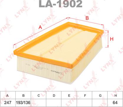 LYNXauto LA-1902 - Gaisa filtrs www.autospares.lv