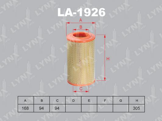 LYNXauto LA-1926 - Gaisa filtrs autospares.lv