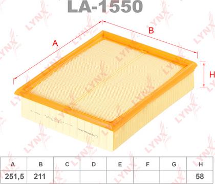 LYNXauto LA-1550 - Gaisa filtrs www.autospares.lv