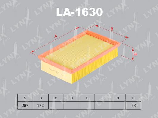 LYNXauto LA-1630 - Gaisa filtrs autospares.lv