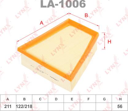 LYNXauto LA-1006 - Air Filter, engine www.autospares.lv