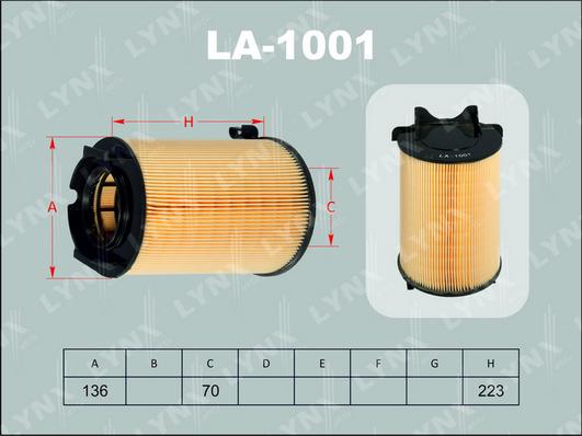 LYNXauto LA-1001 - Gaisa filtrs www.autospares.lv