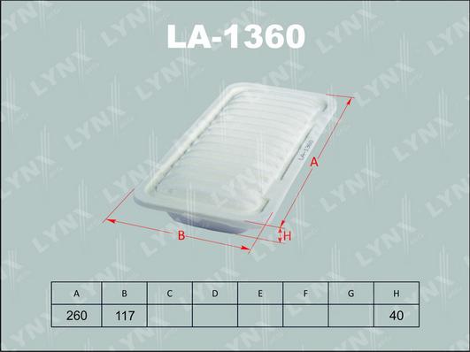 LYNXauto LA-1360 - Gaisa filtrs www.autospares.lv