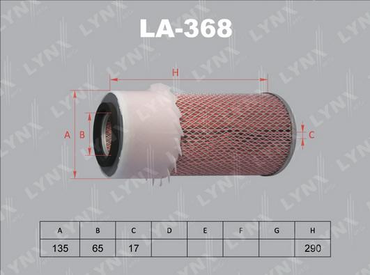 LYNXauto LA-368 - Gaisa filtrs www.autospares.lv