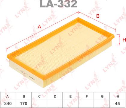 LYNXauto LA-332 - Gaisa filtrs www.autospares.lv