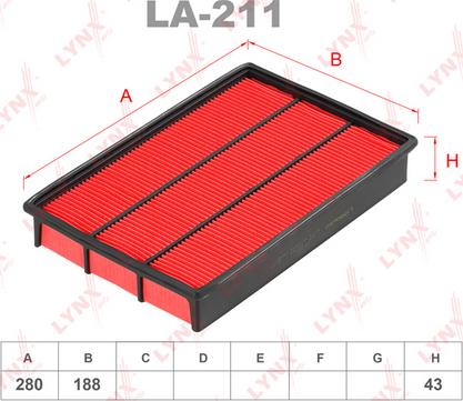 LYNXauto LA-211 - Gaisa filtrs www.autospares.lv