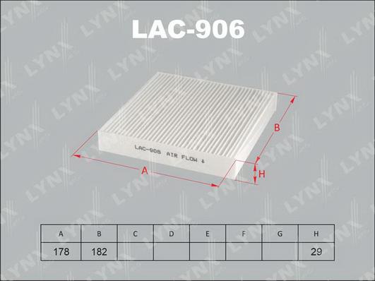 LYNXauto LAC-906 - Filter, interior air www.autospares.lv