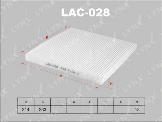 LYNXauto LAC-028 - Filtrs, Salona telpas gaiss www.autospares.lv