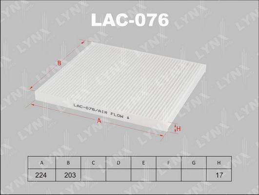 LYNXauto LAC-076 - Filtrs, Salona telpas gaiss www.autospares.lv