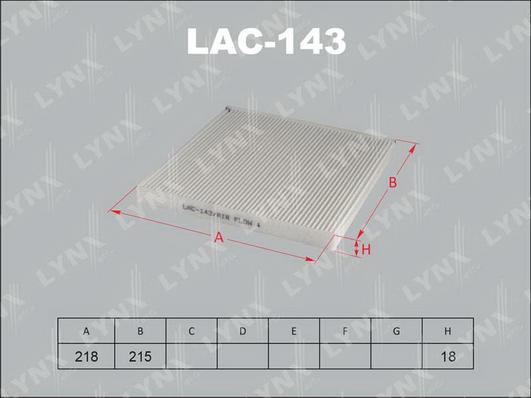 LYNXauto LAC-143 - Filtrs, Salona telpas gaiss www.autospares.lv