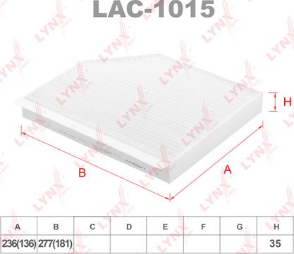 LYNXauto LAC-1015 - Filter, interior air www.autospares.lv